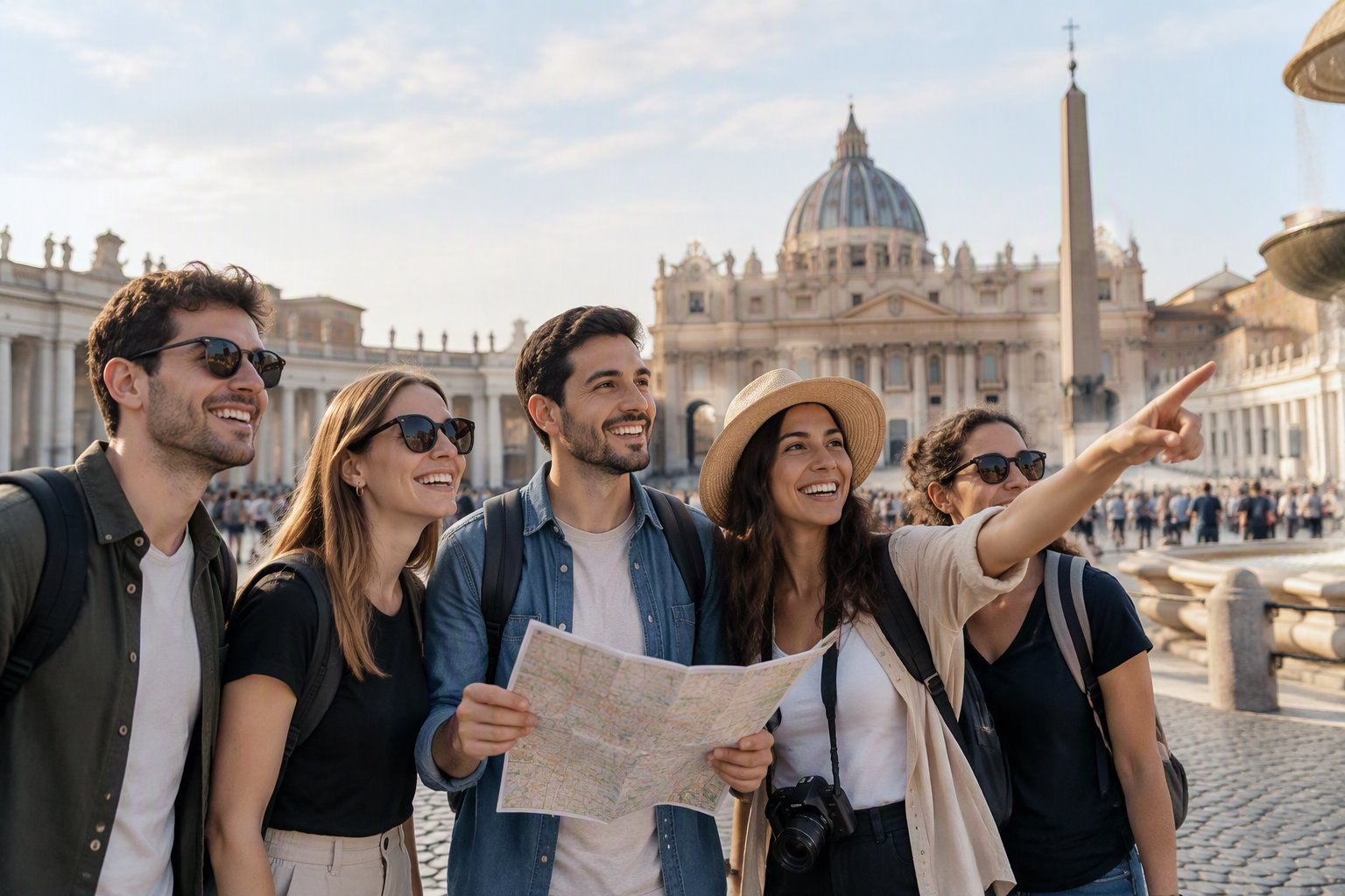 Viajeros recorriendo una ciudad europea