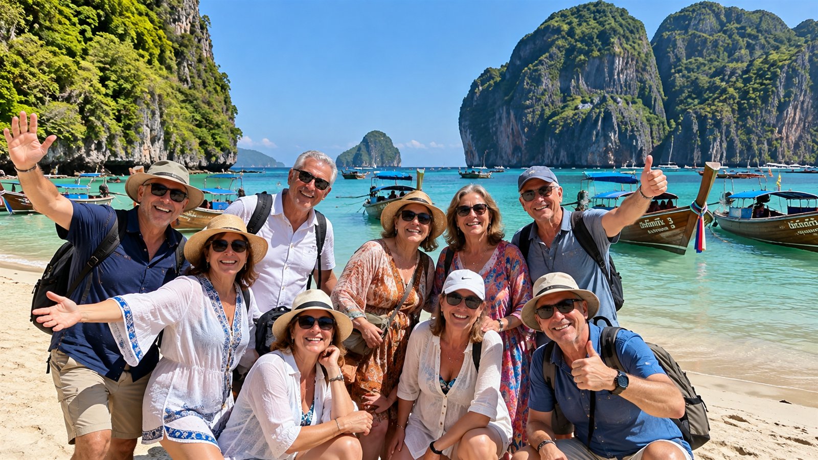 Viajeros navegando entre las islas de Tailandia